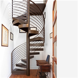 House Stair Stainless Steel Rod Railing Design Spiral Stairs With Oak Wood Treads