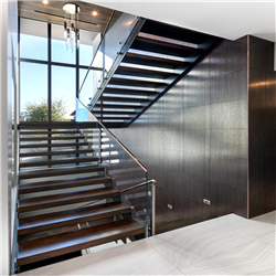 Prefabricated commercial metal steel wood staircase design building indoor stairs PR-T21