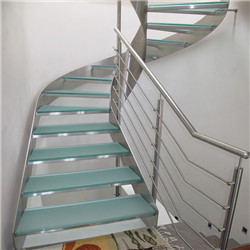 Carbon Steel  Structure Glass Curved Staircase tempered Glass railing 
