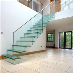 Modern stairs floating straight stairs interior staircase with laminated glass tread PR-T109