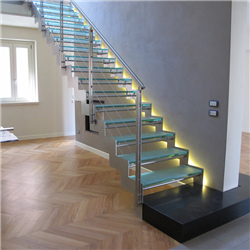 Modern design straight staircase stainless steel glass staircase PR-T110