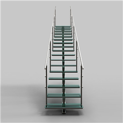 Indoor l-shaped straight modern design metal glass staircase PR-T111