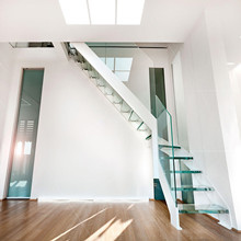 Indoor straight stairs design tempered laminated glass staircase glass stair PR-T115