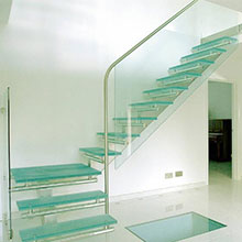 Mono beam straight glass stairs interior staircase laminated glass tread stairs PR-T117