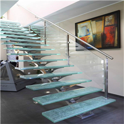 Customize modern indoor and outdoor stainless steel with glass steps staircase PR-T154