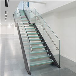 High quality laminated glass staircase stainless steel floating straight staircase PR-T159