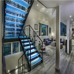 Prima custom laminated glass staircase modern steel glass staircase for villa PR-T153