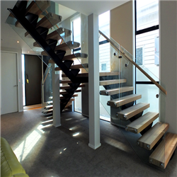 Modern steel wooden staircase design steel structure staircase PR-T183