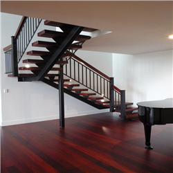 Custom design modern steel stairs stainless steel solid wood straight staircase for sale PR-T187