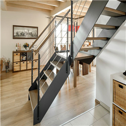 Indoor contemporary design staircase i-shaped solid wood straight staircase PR-T194