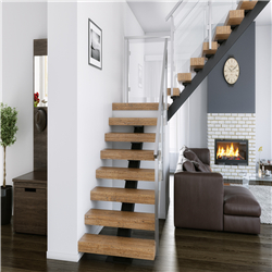 Modern indoor wood stairs modern steel straight staircase PR-T195