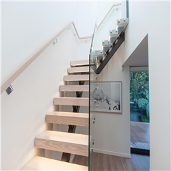 Contemporary straight staircase steel structure staircase soild wood staircase PR-T198