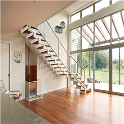 Modern steel staircase stainless steel solid wood straight staircase PR-T217