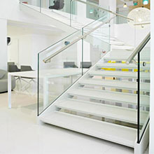 Double Stringer Customized Frosted Glass  Railing  l shape Straight Staircase PR-L110