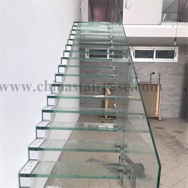 Italy glass floating stairs 
