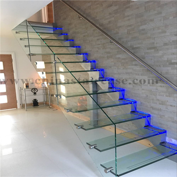 uk led glass floating staircase