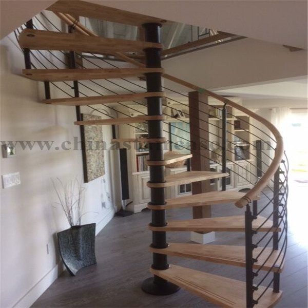 Canada wood steel indoor spiral staircase 