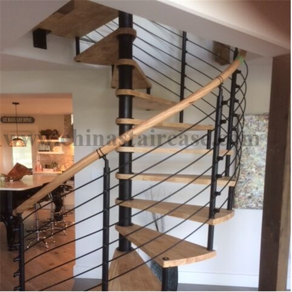 Canada wood steel indoor spiral staircase 
