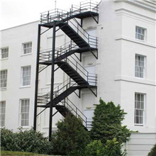 Industrail 4-storey exterior iron steel u shape stair with landing