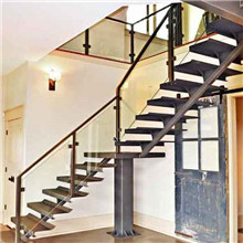 High quality indoor or outdoor iron carbon steel mono beam L shape stair with post glass railing 