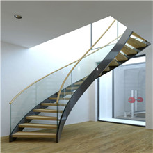 Luxurious Stainless Steel Marble Curved Staircase Design PR-C01