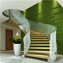Popular Stainless Steel Glass Railing Design Indoor Curved Stair PR-C38