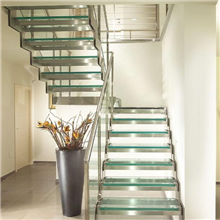 U shaped stair design prefab stairs with glass tread