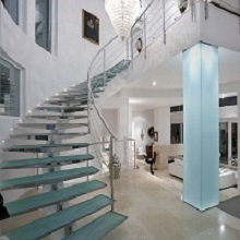 Stainless Steel Stringer For Laminated Glass Steps Curved Staircase 