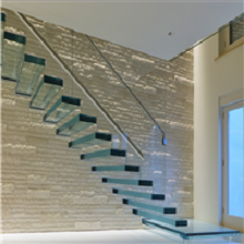 Indoor framless glass railing laminated glass floating staircase