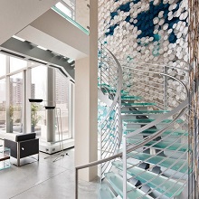 Stainless Steel Glass Curved Staircase PR-C19