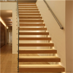 Reliable quality laminated glass tread floating staircase with frameless glass fence for interior 