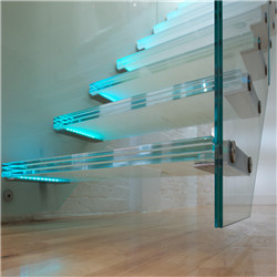 Modern design carbon steel glass floating staircase