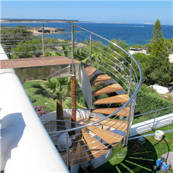 Custom wood hadrails outside steel stairs curved staircase diameter