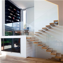 Build floating staircase oak wood steel staircase