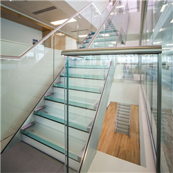 Custom mono stringer stair kits tempered laminated glass tread straight staircase for villa PR-T44
