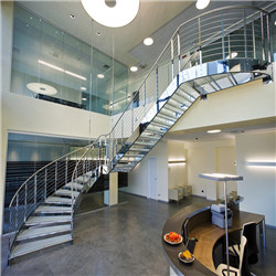Custom stainless steel hadrails steel stairs with landing curved staircase steps