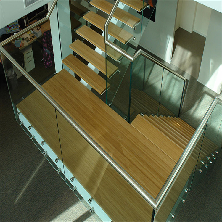 Mono stringer u shaped wooden straight staircase design PR-T004
