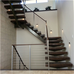 Modern mono stringer u-shaped steel wood staircase PR-T016