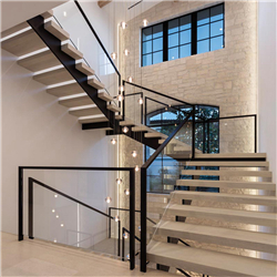 Modern design u shaped straight staircase modular steel wood stairs PR-T019