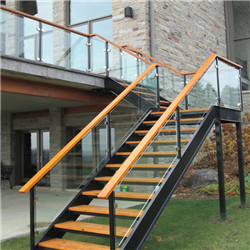 DIY Outdoor Acacia Wood Stair Treads Glavanized Steel Structure Staircase