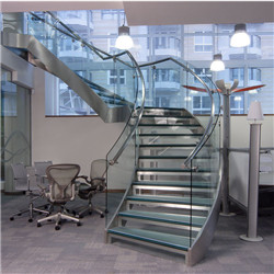 Prefabricated steel glass stairs  interior curved staircase  Home used Simple stairs