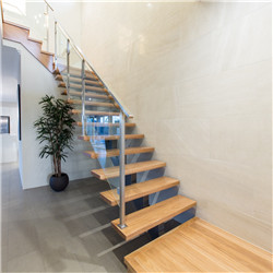 Straight Floating Stairs Glass Tread LED Indoor Glass Staircase