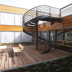 Weatherproof Outdoor Circular Metal Wood Spiral Staircase