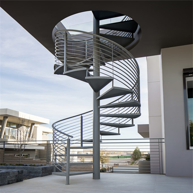 Weatherproof Outdoor Circular Metal Wood Spiral Staircase