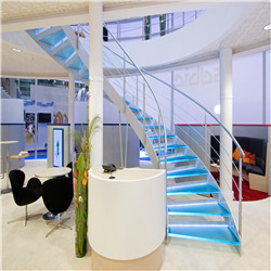 Modern Design Free Standing Stairs Curved Glass Staircase Helical Glass Staircase with Glass Railing PR-C04