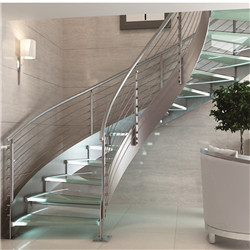 Wholesale  Pice Curved Staircase with Stainless Steel Raillling and Glass Treads PR-C08