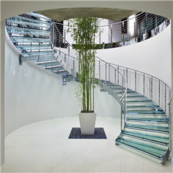 Business Style Stair Design Glass Balustrade Curved Staircase PR-C17