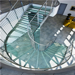 Customized Stair Design Glass Frameless Glass Balustrade Railing Helical Curved Staircase PR-C19