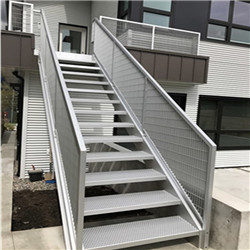 Galvanized Industrial Powder Coating Steel Anti-Slip Plate Straight Stairs For Outdoor Use 