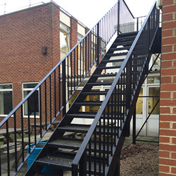 Diy Industrial Hot Galvanized Carbon Metal Steel Straight Staircase Outdoor